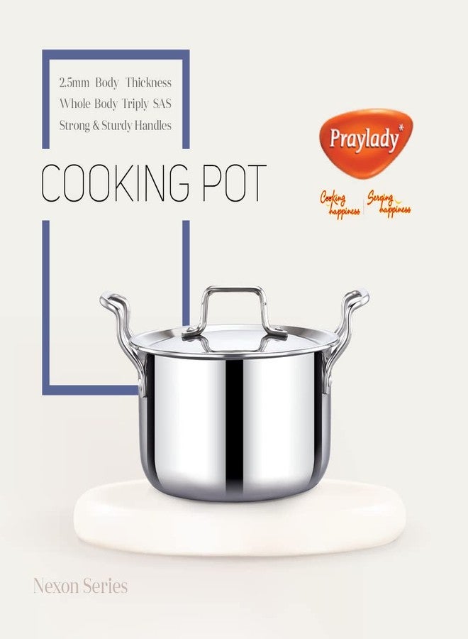 Praylady Nexon Series Triply 20 cm/2.0 L Stock Pot with SS Lid | Healthy, Non Toxic | Casserole | Biryani Pot | Sauce Pot | Induction Friendly | Stay Cool Handle - Image 5